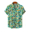 Men's retro abstract print short sleeve shirt, casual summer button down hawaiian top. - CD20240218512 / S