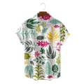 Men loose 3D botanical print short sleeve Hawaiian shirt for summer vacation beach wear - S / Tops / CSZW-2001