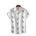 Men's casual summer short sleeve Hawaiian shirt with tropical palm tree print white top - S / Tops / Black White Coconut Tree (CSZW-1002)