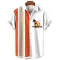 Camicia Hawaiana Uomo Manica Corta Estate Casual Palma Tramonto Stampa Bottoni Top - Taglia S / Top / CSM-0165