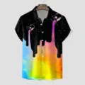 Detailansicht des herren 3d druck kurzarm freizeithemd hawaiihemd mit stilvollem motiv. - S / Oberteile / Muster CSGY-0004