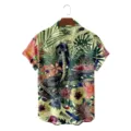 Detailed view of men's summer Hawaiian short sleeve shirt with vibrant jungle snake print. - S / Tops / CSDW-0104