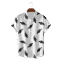 Men's short sleeve Hawaiian shirt with black fern leaf botanical print casual summer top - S / Tops / CSZW-2006