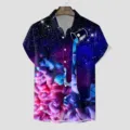Herren Kurzarm Hawaiihemd mit 3D Galaxie Universum Weltraum und Farbverlauf Print Freizeit - S / Oberteile / Muster CSGY-0006