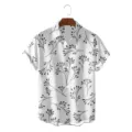 Men's short sleeve Hawaiian shirt casual botanical leaf print button down summer top - S / Tops / CSZW-2008