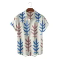 Men's short sleeve hawaiian shirt casual botanical leaf print button down summer top - CSZW-2012 / S