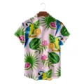 Heren zomer tropisch Hawaïaans korte mouw overhemd met papegaai fruit print casual stijl - S / Tops / CSDW-0109