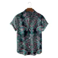 Retro ethnic print detail of the men's short-sleeve button-down shirt with turn-down collar. - CSFG-0029