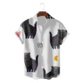 Zomer heren casual korte mouw Hawaïhemd met schattige zwarte kat print knoopsluiting. - CSDW-0111 / S