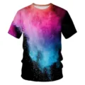 Lässiges Herren Kurzarm T-Shirt mit buntem 3D-Nebel-Digitaldruck, bequeme weite Passform. - S / Oberteile / Stil 2