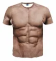 Detailweergave grappig 3D spier print heren t-shirt, realistische borst grafische tee. - 5XL / D7356