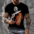 Herren Sommer Kurzarm T-Shirt mit 3D Gasmaske Messer Druck, loses Rundhals Oberteil. - S / Stil 11