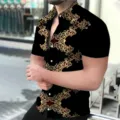 Men short sleeve baroque printed casual button up shirt summer fashion stylish top - ZC-1445