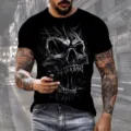 Herren 3D Totenkopf Print Kurzarm T-Shirt dunkler Stil Streetwear Detailansicht - S / Stil 8