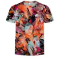 Herren lässiges loses Rundhals Kurzarm T-Shirt mit abstraktem 3D Digitaldruck Sommeroberteil - XL / Oberteile / Stil 16