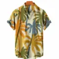Men's casual tropical palm tree print short sleeve Hawaiian shirt for summer beach tops - YS-5