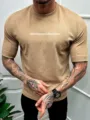 Men's waffle knit short sleeve crewneck t-shirt khaki variant for stylish casual wear. - XXS / Tops / Khaki Waffle Knit Slim Fit Style (OFSCL-23651633)