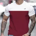 Men Colorblock Short Sleeve T-Shirt Casual Summer Streetwear Tee Top with Bird Logo - 3XL / Tops / White Red Color Block Bird Printed Style (OFSCL-23651635)