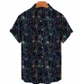 Men's short sleeve Hawaiian shirt with cool guitar neon print and casual turn down collar. - Lightning Guitar (OFSY-03557)