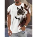Men's 3D Wolf Print Short Sleeve T-Shirt Casual Streetwear Fashion Summer Tops - 3XL / Tops / Wolf Head Feather 3D Printed Style (OFSCL-23651640)
