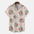 Pink short-sleeve casual lapel shirt featuring vibrant floral print detail and button closure. - S / Tops / HJT31