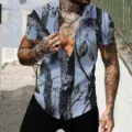 Chemise homme à manches courtes imprimé branches d'arbres pour vacances à la plage. - XS / HJB235