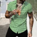 Camisa de manga corta para hombre verano casual estampado grafico hawaiano top. - S / Top (HIJ-D76) / Estampado Moteado Verde