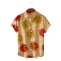 Men's retro ethnic floral print short-sleeve button-down summer shirt main product display. - CSFG-0056
