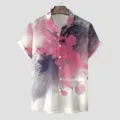Herren 3D gedruckt kurzarm Hawaiihemd lässig Sommer Knopfleiste Revers Hemd Top - CSGY-0026 / S