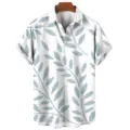 Men's Tropical Leaf Print Short Sleeve Shirt Casual Button Down Summer Beach Top Tee - S / Tops / CSM-0259
