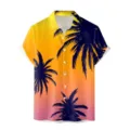 Men's Short Sleeve Hawaiian Shirt 3D Sunset Palm Tree Print Casual Beach Button Down Top. - 3XL / Tops / Pattern CSGY-0091