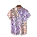 Men's short sleeve casual shirt with 3D octopus tentacle print vintage style summer top - S / Tops / CSFG-0011
