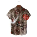 Men's vintage retro ethnic 3D printed short sleeve shirt, casual summer button down top. - S / Tops / CSFG-0012