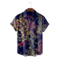 Vintage paisley floral print short sleeve men shirt summer casual button down top - CSFG-0016