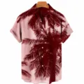 Men short sleeve Hawaiian shirt with 3D palm tree print casual button down summer top. - S / Tops / CSM-0040