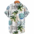 Summer tropical palm tree print mens short sleeve Hawaiian shirt casual beach wear top - S / Tops / CSM-0041