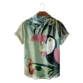 Heren tropische toekan print korte mouw hawaii overhemd casual vakantie top stijl. - CSDW-0112 / S
