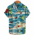 Men's Tropical Hawaiian Shirt Short Sleeve Beach Ocean Palm Tree Print Button Down Shirt - S / Tops / CSM-0042
