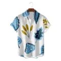 Mens casual Hawaiian short sleeve shirt with botanical leaf print and comfortable loose fit. - CSZW-2018 / S