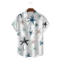 Men's summer casual loose fit 3D palm tree print Hawaiian short sleeve shirt for holiday. - S / Tops / White Base Colorful Coconut Tree Print (CSZW-1017)