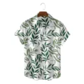 Men's Casual Loose Botanical Leaf Print Hawaiian Short Sleeve Shirt White Variant - CSZW-2019 / S