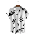 Men Black Botanical Print Short Sleeve Hawaiian Shirt Casual Summer Beach Holiday Tops - CSZW-2020 / S