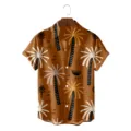 Men's summer short sleeve Hawaiian shirt with casual loose fit and tropical palm tree print design. - S / Tops / Brown Coconut Tree (CSZW-1019)