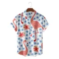 Zomer Heren Casual Hawaiaans Korte Mouw Hemd Flamingo Print Strand Vakantie Knoopsluiting Top - CSDW-0117 / S