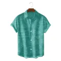 Men casual summer short sleeve hawaiian shirt green doodle print trendy beach top - S / Tops / Green and White Graffiti Print (CSZW-1020)