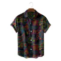 Men's Vintage Ethnic Floral Print Short Sleeve Shirt Summer Casual Button Down Top - CSFG-0034