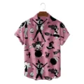 Men's Halloween Witch Print Short Sleeve Shirt Casual Button Down Summer Holiday Top - 3XL / Tops / HJCS-2334