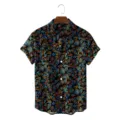Men vintage ethnic 3D printed short sleeve shirt retro casual summer button down top - CSFG-0035
