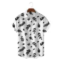 Men's short sleeve botanical print Hawaiian shirt casual summer button down top white black - CSZW-2024 / S