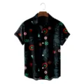 Men short sleeve vintage ethnic printed shirt summer casual button down top clothing - CSFG-0036